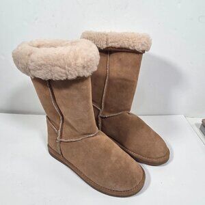 Bjorndal Womens Sheepskin Mid Calf Boots Brown Size 9 Cozy Winter Comfort Casual